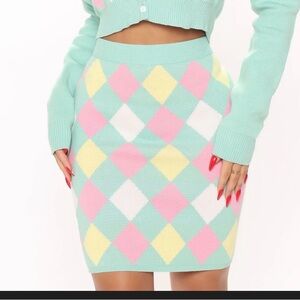 Fashion Nova Argyle Knit skirt 2XL